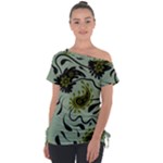 Floral pattern paisley style Paisley print.  Off Shoulder Tie-Up Tee