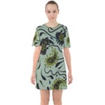 Floral pattern paisley style Paisley print.  Sixties Short Sleeve Mini Dress