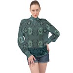 Floral pattern paisley style Paisley print.  High Neck Long Sleeve Chiffon Top