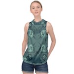 Floral pattern paisley style Paisley print.  High Neck Satin Top