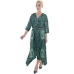 Floral pattern paisley style Paisley print.  Quarter Sleeve Wrap Front Maxi Dress