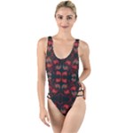 Floral pattern paisley style Paisley print.  High Leg Strappy Swimsuit