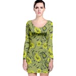 Floral pattern paisley style Paisley print.  Long Sleeve Velvet Bodycon Dress