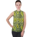 Floral pattern paisley style Paisley print.  Mock Neck Chiffon Sleeveless Top