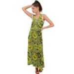 Floral pattern paisley style Paisley print.  V-Neck Chiffon Maxi Dress