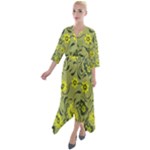 Floral pattern paisley style Paisley print.  Quarter Sleeve Wrap Front Maxi Dress
