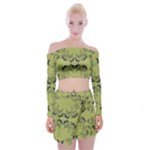 Floral folk damask pattern Fantasy flowers  Off Shoulder Top with Mini Skirt Set