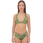 Floral folk damask pattern Fantasy flowers  Double Strap Halter Bikini Set