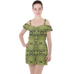 Floral folk damask pattern Fantasy flowers  Ruffle Cut Out Chiffon Playsuit