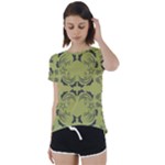 Floral folk damask pattern Fantasy flowers  Short Sleeve Foldover Tee