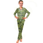 Floral folk damask pattern Fantasy flowers  Kid s Satin Long Sleeve Pajamas Set