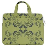 Floral folk damask pattern Fantasy flowers  MacBook Pro Double Pocket Laptop Bag