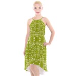 Floral folk damask pattern  High-Low Halter Chiffon Dress 