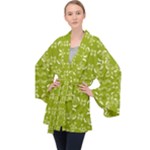 Floral folk damask pattern  Long Sleeve Velvet Kimono 