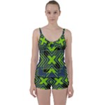 Abstract geometric design    Tie Front Two Piece Tankini