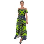 Abstract geometric design    Off Shoulder Open Front Chiffon Dress
