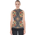 Abstract geometric design    Mock Neck Shell Top
