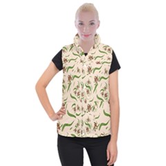 Folk flowers print Floral pattern Ethnic art Women s Button Up Vest from ArtsNow.com