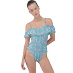 Floral folk damask pattern  Frill Detail One Piece Swimsuit