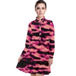 Pink  Waves Abstract Series No2 Long Sleeve Chiffon Shirt Dress