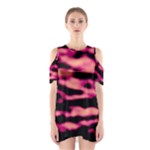 Pink  Waves Abstract Series No2 Shoulder Cutout One Piece Dress