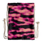 Pink  Waves Abstract Series No2 Drawstring Bag (Large)