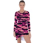 Pink  Waves Abstract Series No2 Asymmetric Cut-Out Shift Dress