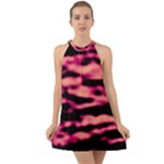 Pink  Waves Abstract Series No2 Halter Tie Back Chiffon Dress