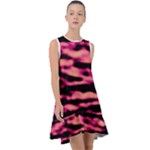 Pink  Waves Abstract Series No2 Frill Swing Dress