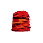 Red  Waves Abstract Series No16 Drawstring Pouch (Small)