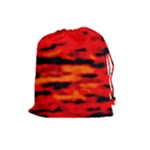 Red  Waves Abstract Series No16 Drawstring Pouch (Large)