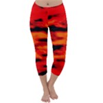 Red  Waves Abstract Series No16 Capri Winter Leggings 