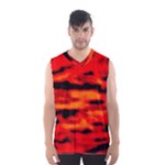 Red  Waves Abstract Series No16 Men s Basketball Tank Top