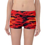 Red  Waves Abstract Series No16 Reversible Boyleg Bikini Bottoms
