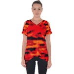 Red  Waves Abstract Series No16 Cut Out Side Drop Tee