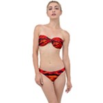 Red  Waves Abstract Series No16 Classic Bandeau Bikini Set