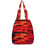 Red  Waves Abstract Series No16 Center Zip Backpack