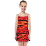 Red  Waves Abstract Series No16 Kids  Summer Sun Dress