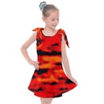 Red  Waves Abstract Series No16 Kids  Tie Up Tunic Dress