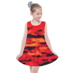 Red  Waves Abstract Series No16 Kids  Summer Dress