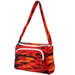 Red  Waves Abstract Series No16 Front Pocket Crossbody Bag