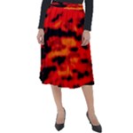 Red  Waves Abstract Series No16 Classic Velour Midi Skirt 