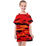 Red  Waves Abstract Series No16 Kids  One Piece Chiffon Dress