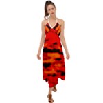 Red  Waves Abstract Series No16 Halter Tie Back Dress 