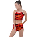 Red  Waves Abstract Series No16 Summer Cropped Co-Ord Set