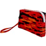 Red  Waves Abstract Series No16 Wristlet Pouch Bag (Small)
