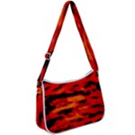 Red  Waves Abstract Series No16 Zip Up Shoulder Bag