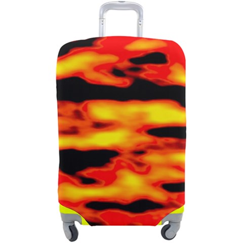 Red  Waves Abstract Series No17 Luggage Cover (Large) from ArtsNow.com