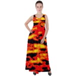 Red  Waves Abstract Series No17 Empire Waist Velour Maxi Dress