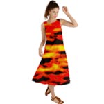 Red  Waves Abstract Series No17 Summer Maxi Dress